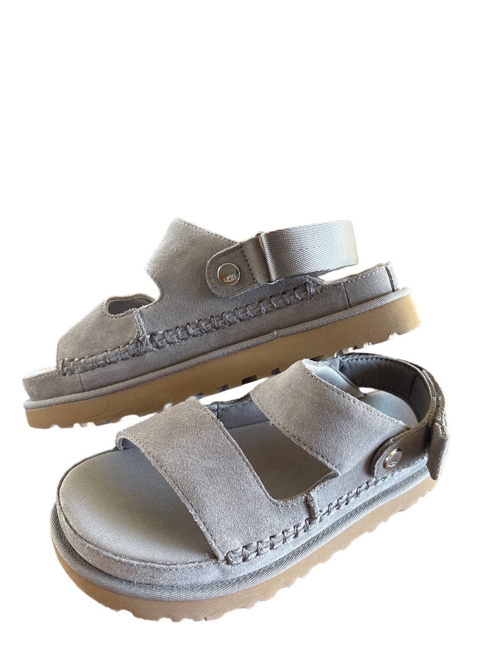 UGG Suede Smoke Plume Double-Strap Sandals - Size 8 - Picture 3 of 7